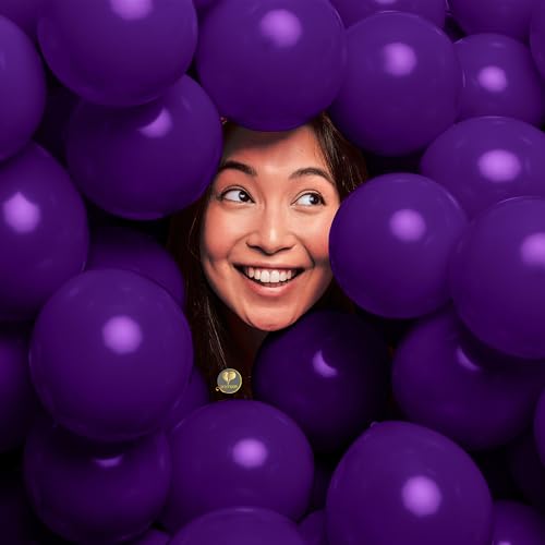 Image of AFTERLOON Natural Rubber Latex Mini Balloons 100 pcs Deep Purple 5 Inch, Plastic-Free Alternative Matte Color Durable Thickened Extra Strong Helium Float, Baby Shower Garland Arch Wedding Decorations