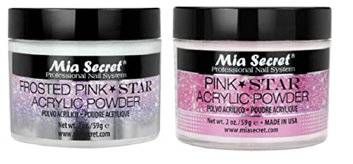 Mia Secret Estrella acrílica (rosa/rosa esmerilado) 2 oz