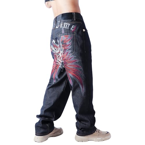 Baggy Skater Jeans Y2k Embroidered Denim Pants Hip Hop Grunge Trousers Loose Relaxed Fit Graphic Mens Pants2