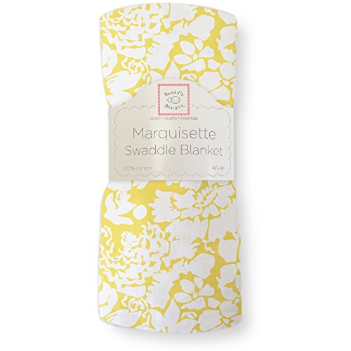 Image of SwaddleDesigns Marquisette Receiving Swaddle Blanket for Baby Boys & Girls, Soft Premium Cotton Muslin, Best Shower Gift, Yellow Lush, Parent Picks Award Winner