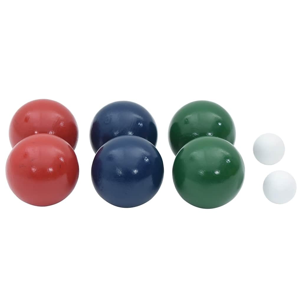 Juego de 8 piezas de petanca con bolsa de transporte de madera maciza de pino, bolas multicolores de 7,5 cm y bolas de objetivo de 3,5 cm, para jardín, playa, camping, familia y ocio