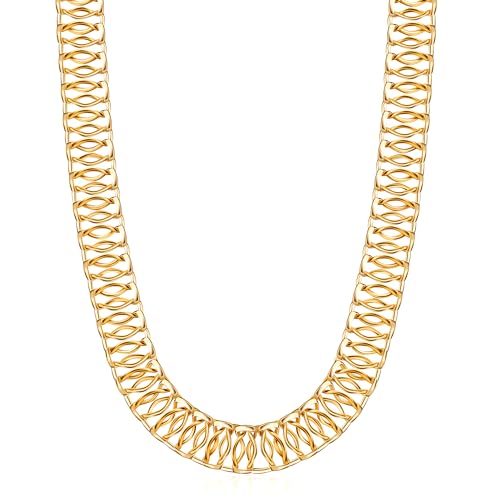 Barzel 18K Gold Plated Mesh Necklace, 16-20 inches, High Polish Finish, Waterproof, Tarnish Free