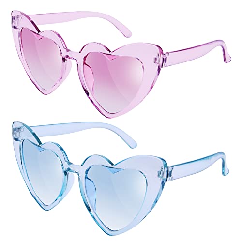 Ainiv Gafas de Sol Corazon, 2 Paar Hippie Gafas en Forma de Corazón, Gafas Fiesta para Adultos, Mujer, Hombre, para Fiestas, Viajes, Sesión de Fotos, Protector Solar UV400 y Protección UV