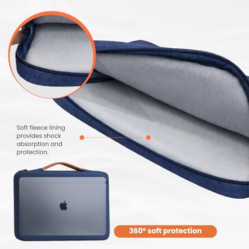 Image of Dyazo 14-14.1 Inch Laptop Sleeve with Handle & Front Accessories Pocket | Soft Inner Lining | Water Resistant Protective Laptop Carry Case Compatible with MacBook, Dell, HP, Lenovo, Acer & More (Blue)