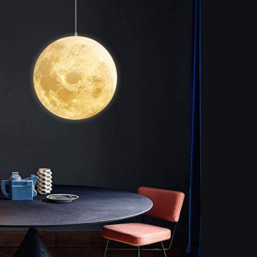 Plafonnier LED intensité variable et suspension multicolore design lune 3D de 15cm