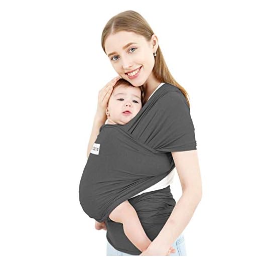 Acrabros Baby Wrap Carrier,Hands Free Baby Carrier Sling,Lightweight,Breathable,Softness,Perfect for Newborn Infants and Babies Shower Gift,Heather Grey