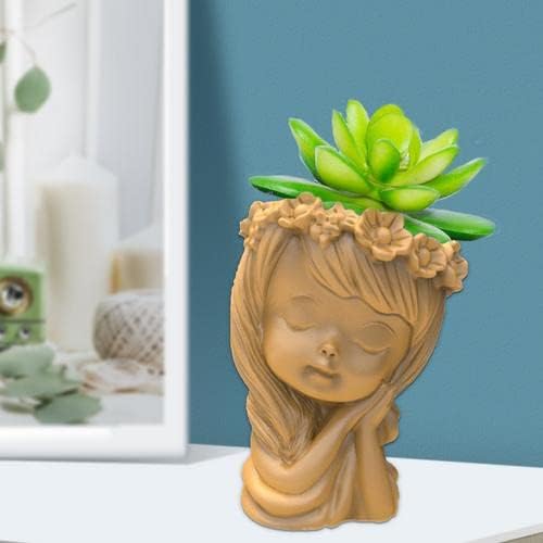 Miniatura 3 de Macetas de silicona para suculentas, maceta 3D para niña durmiente, moldes de fundición de hormigón para bricolaje, jardinería, manualidades,