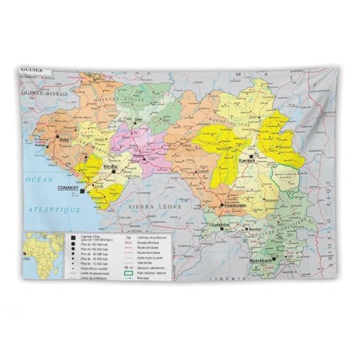 La République de Guinée Carte du Monde Affiches Tapisserie Peinture Décorative Murale Impression Photo Cadeaux Décoration Intérieure Moderne Tapisseries 102cmx152cm