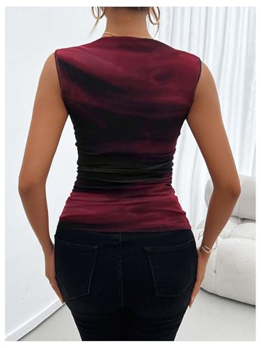 SOLY HUX Women's Tie Dye Sleeveless Top Boat Neck Slim Fit Vest Elegant Work Tank Tops2