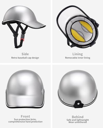 Image of Adult Baseball Cap Helmet - Urban Style for Golf, Low Profile Urban Commute PU Retro Leather Hat for Men & Women