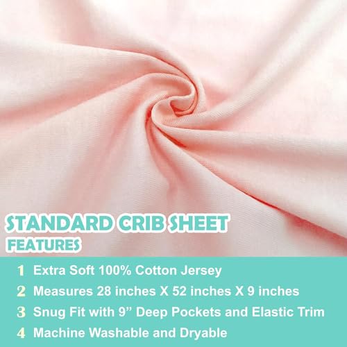 Image of American Baby Company Cotton Fitted Crib Sheet 52x28 inch, Blush | 100% Natural Cotton Crib and Toddler Bed Sheets, Soft, Breathable & Hypoallergenic, Gentle on Skin, Neutral for Boys & Girls