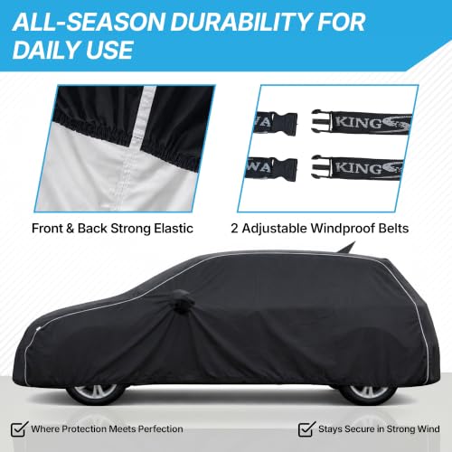 Image of KINGSWAY Super Waterproof Car Cover Only with Maruti Suzuki Swift (Year 2011 to 2017 - All Model) | Mirror and Antenna Pockets | All Weather Car Body Cover with Silver Piping | Black