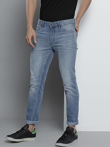 Image of The Indian Garage Co Men Slim Fit Solid Mid-Rise Stretchable Jeans