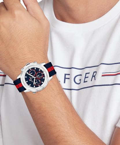 Image of Tommy Hilfiger Sport Quartz Analog with Blue Dial Blue Leather Strap Watch for Men - TH1792124W