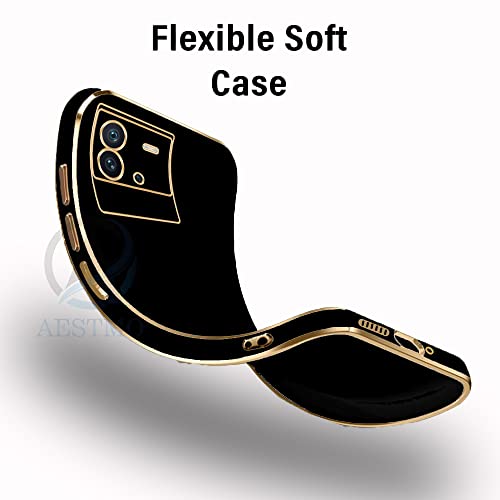 Image of AESTMO TPU Back Case Cover for Iqoo Neo 6 5G Back Cover|Gold Electroplating Chrome|Raised Edges|Super Soft-Touch|Bumper Back Case for Iqoo Neo6 5G (Gold&Black)