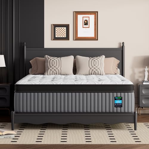 Image of BedStory Medium Firm Queen Mattress 14 Inch, Deep Sleep Hybrid Mattresses 7-Zone Pain Relief - Medium Firm Bed in a Box - Fiberglass Free, CertiPUR-US Certified