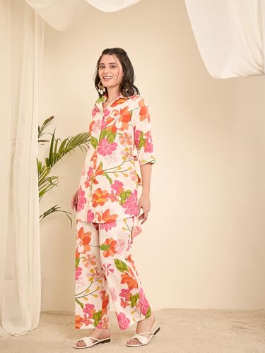 Image of WineRed Women Green Paisley Print Hi-Low Co-ord Set