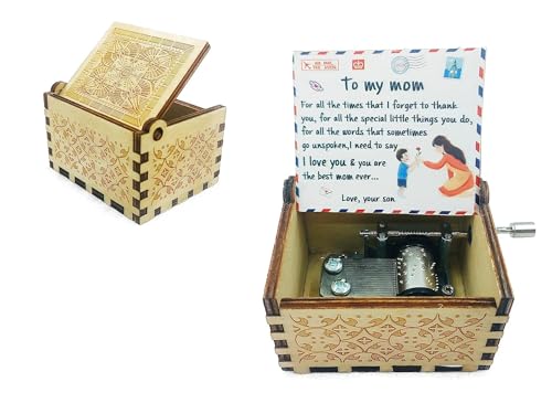 Image of Zesta Mothers Day Wooden Musical Box Gift | Vintage Music Crank Mini Collectible for Girlfriend, Boyfriend, Husband, Wife | Unique Musical Gifts for Music Lovers | Classic Wooden Box