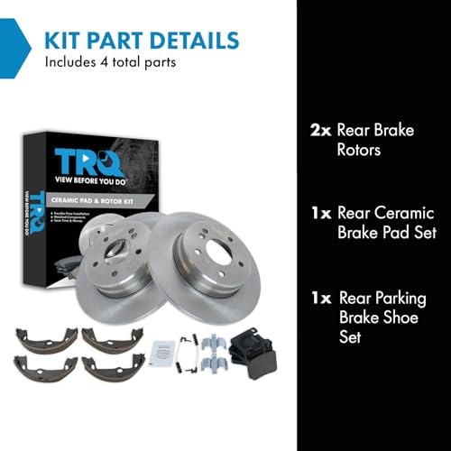 Image of TRQ Rear Brake Pad and Rotor Set Ceramic Compatible with 1996-1997 C36 AMG 1996-2002 E320 1997 E420 1998-1999 CLK320 1998-1999 E300 1998-2002 E430 1999 CLK430