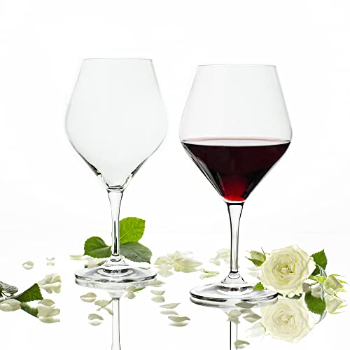 Red Wine Glasses Set Of 6, 13.5 Oz, Modern Elegant, True Czech Lead-Free Durable Crystal Wine Glass #TOP6