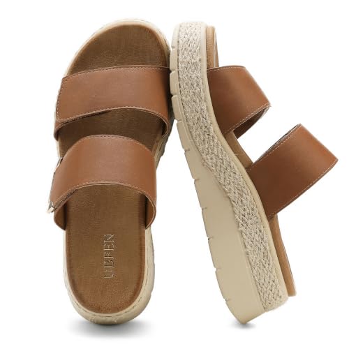 Image of UBFEN Womens Platform Wedge Sandals Orthopedic Arch Support | Espadrille Slides, Comfortable Cushioned, Dressy for Summer Walking, Beach Vacation