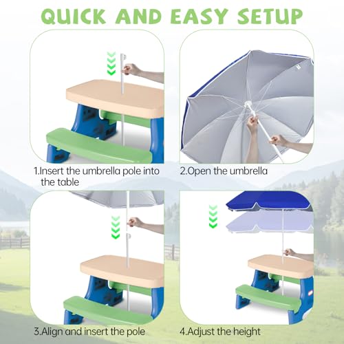 Eiszhjk Replacement 70 Inches Umbrella Compatible with Little Tikes Picnic Table, Portable Picnic Outdoor Sunshade, Durable Patio Umbrella for Camping, Beach and Garden