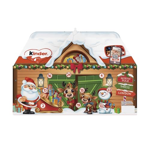 Kinder Chocolate House Christmas Advent Calendar 2025, Fine Milk Chocolate with a Milky Filling, Pack of 24 (234g)