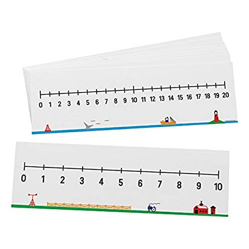 Didax Write-On/Wipe-Off Number Lines 0–10 & 0–20 – Double-Sided Dry-Erase Math Tool for Early Learners, Set of 10