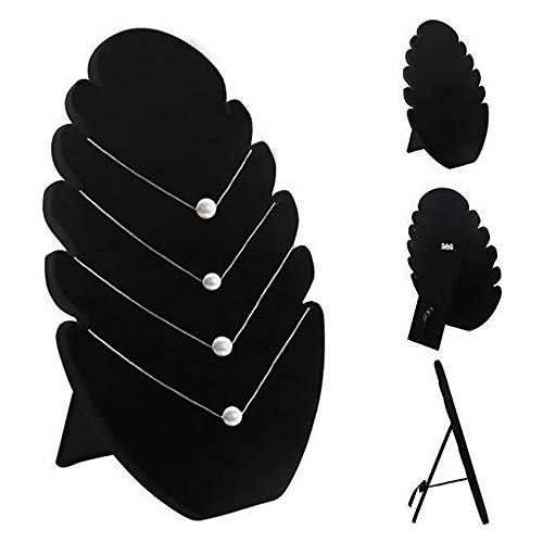 CAILI Expositor de Collares, Organizador Negro para Joyas, Expositor de Collares de Terciopelo Negro, Soporte para Colgar Collares con 5 Muescas para Mostrar los Collares/Colgantes/Pulsera