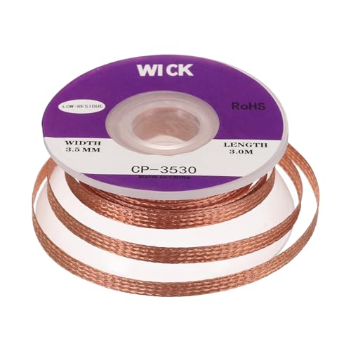 Image of sourcing map Solder Wick Braid No-Clean Desoldering Wick Braid 0.14 in Width 10 Feet Length for Remove the Solder Electrical Components 1 Pack