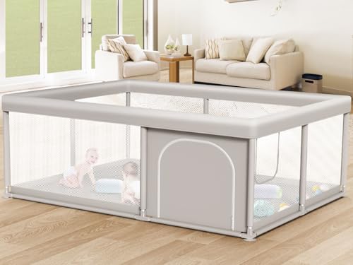 Large Baby Playpen 65x50 Inch, PlayPen for Babies and Toddlers, Sturdy Safety Play Yard for Indoor & Outdoor with Zipper Gate