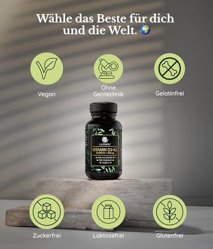 Luondu Vitamin D3 20.000 I.E + Vitamin K2 MK7 – 180 Kapseln – hochdosiert – Ansicht 3