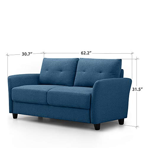 Image of Zinus Ricardo Loveseat Sofa, Tufted Cushions, Easy, Tool-Free Assembly, Lyon Blue