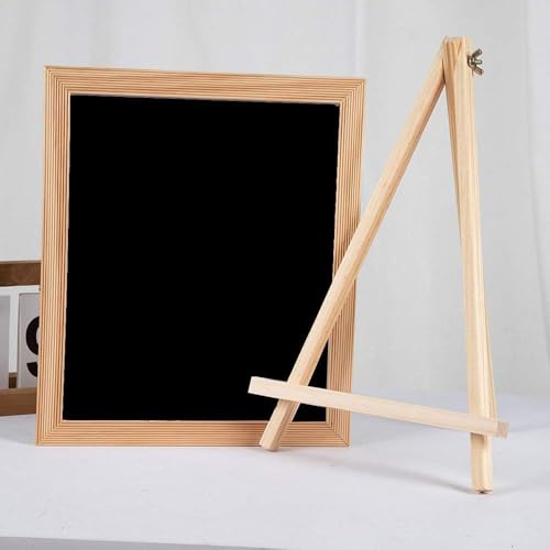 Image of Wooden Easel Chalk Board, Tabletop Art Display Easel Black Board for Kids Learning, Restaurant Menu, Message Board, Grafting Welcome Sign Wedding Decor Board Table