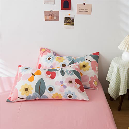 Bhusb BH68027T4 3 Piece Teens Floral Bedding Sets Pink Flowers Print Kids Duvet Cover Set Twin Garden Soft Cotton Comforter Covers thumb #6