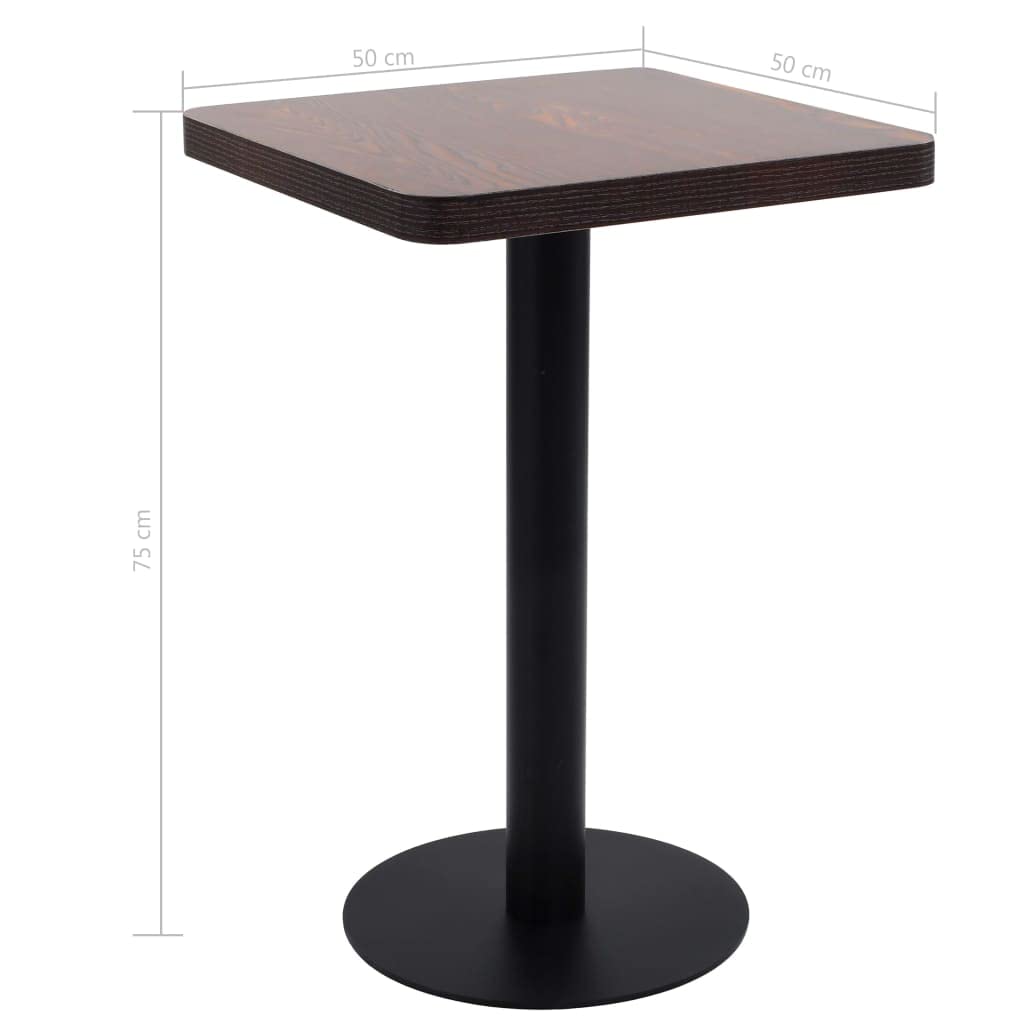 vidaXL Bistrotisch für 2 Personen Bartisch Bartresen Stehtisch Tresentisch Esstisch Tisch Küchentisch Partytisch Dunkelbraun 50x50cm MDF