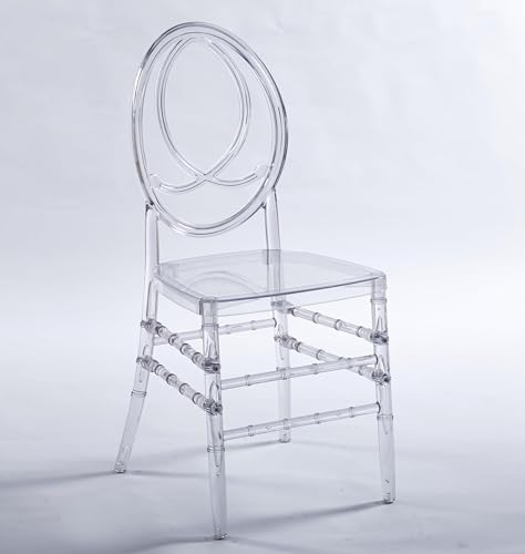 KATBOC Clear Acrylic Chiavari Chairs, Modern Dining Chairs Set of 20, Accent Event Ghost Chairs for Wedding Party Event Reception Oval High-Back