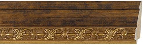 CountryArtHouse Picture Frame Moulding (Wood) 100ft bundle - Ornate Gold Finish - 3.625" width - 9/16" rabbet depth