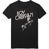 Roy Orbison Men's Guitar & Logo Slim Fit T-Shirt Medium Black