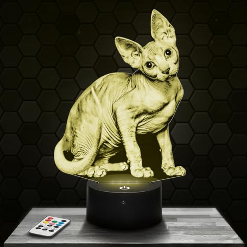Lampephoto.fr - Lámpara 3D Gato Sphynx Regalo Gato Sphynx Gato Gatito Animal, Luz Nocturna Táctil Led, Efecto Holograma 3D, Idea Regalo Navidad Cumpleaños Niño o Niña, Objeto decoración habitación Lampephoto.fr - Lámpara 3D Gato Sphynx Regalo Gato Sphynx Gato Gatito Animal, Luz Nocturna Táctil Led, Efecto Holograma 3D, Idea Regalo Navidad Cumpleaños Niño o Niña, Objeto decoración habitación
