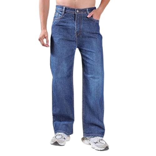 Buy ZXN Clothing Men's Straight Fit Wide Leg Jeans | Mid Rise