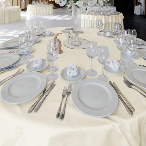 Fitable 6 Pack Ivory Tablecloths for Round Tables-108 Inches in Diameter-Stain Resistant and Washable Table Clothes,Polyester Fabric Covers Wedding,Party,Banquet,Formal Events (130g-QW6P-108Ivory) by Fitable - Image 2