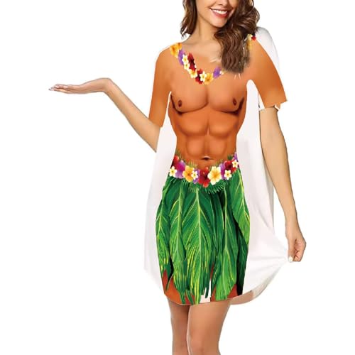 Vestido de playa holgado con estampado bonito manga corta ropa de baño mujer