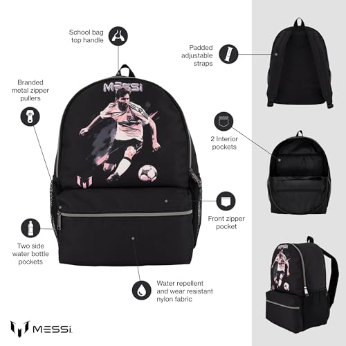 Image of Messi Lifestyle Backpack, Bookbag with Pockets & Adjustable Straps