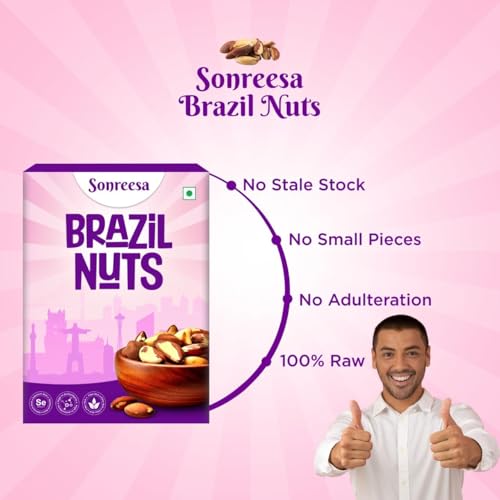 Image of SONREESA Brazil Nuts | 250 grams | Handpicked Wholesome and Selenium rich | 100% raw, unadulterated | Superfood, Supernut