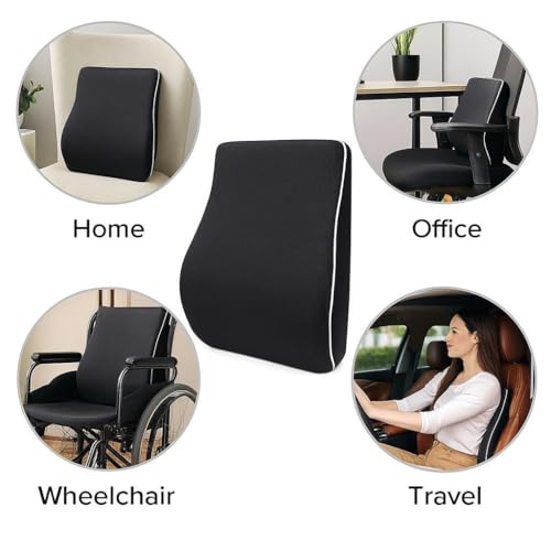 Image of Homerz Ergonomic Lumbar Support Cushion for Office Chair & Car Seat | Orthopedic Memory Foam Backrest for Long Sitting & Back Pain Relief (Line Back Seat)