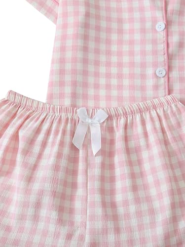 Image of Remidoo Women's Silk Satin Pajama Set Striped Button Up Pjs Short Sleeve Loungewear