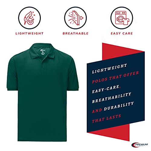 Premium Wear Men's Polo T-Shirts, High Moisture Wicking Dry Fit Performance Athletic Short-Sleeved Polo T-Shirts with Collar for Golf, Tennis, Work, Daily, Casual Hunter Green