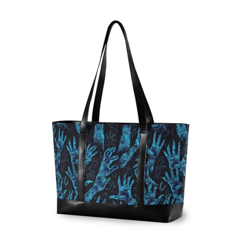KLL Blue Hands Reaching Out classy laptop case for women with zipper work tote bags Large Handbag for women work with lunch maletin ejecutivo para mujer - Main Image