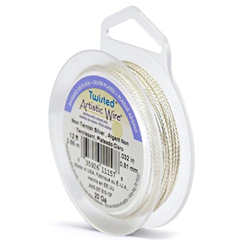 Artistic Wire 20S Gauge Twist, Round, Tarnish Resistant Silver, 12-Feet